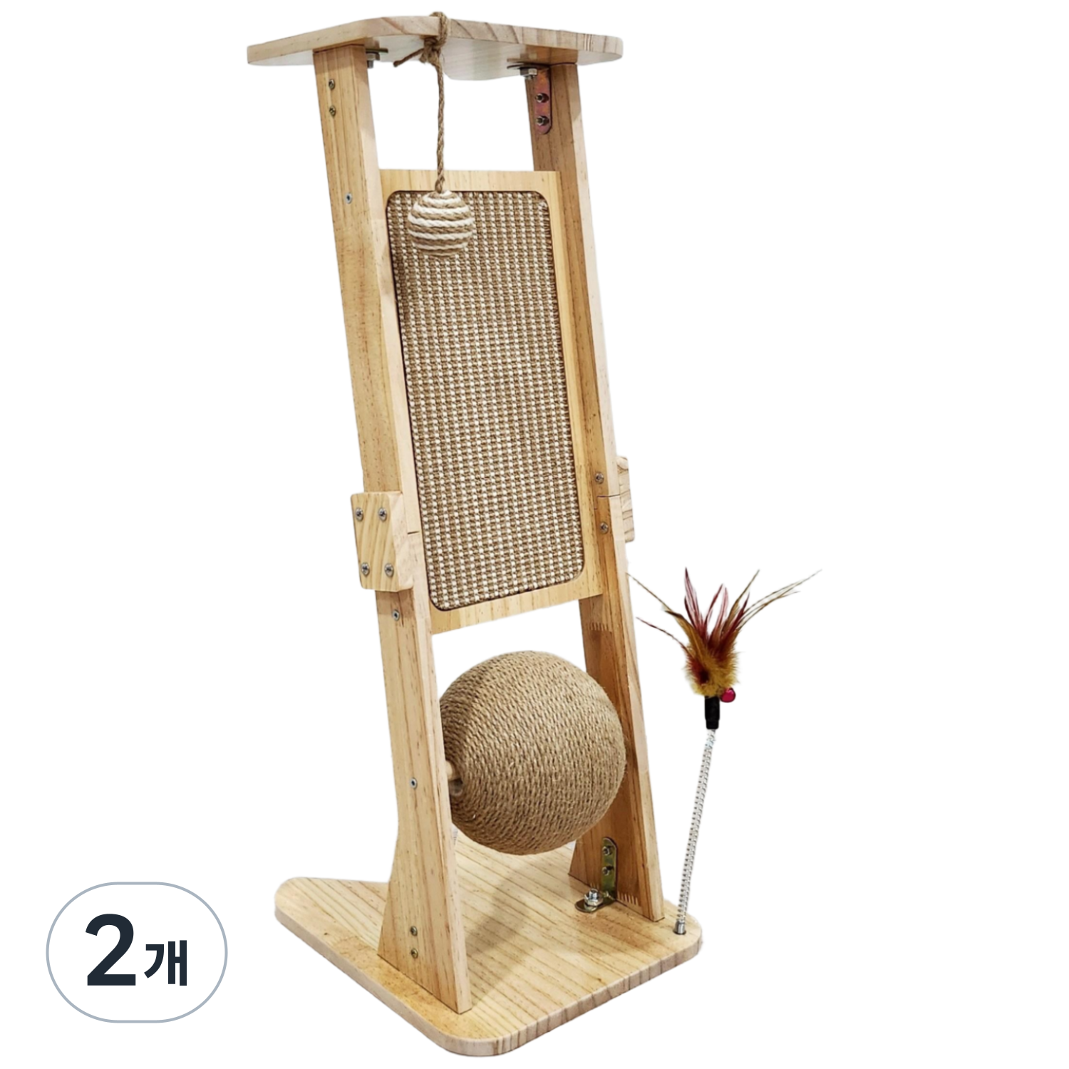 고양이 원목 모서리 스크래쳐 올인원 장난감, 2개, 우드 69,800원