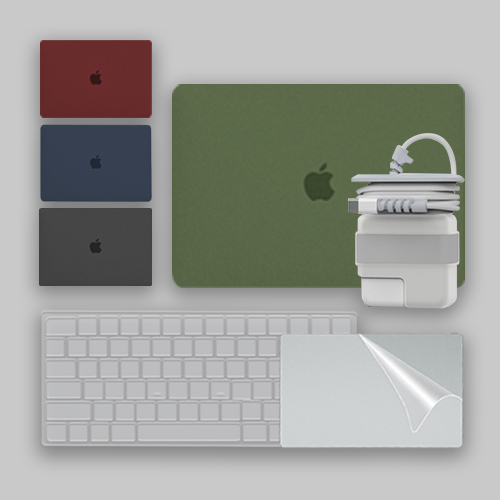 와이즈 맥북에어 13인치 M2 풀세트(컬러 매트 케이스 + 투명 키스킨 + 트랙패드 필름 + 어댑터 케이스) A2681(M2), 1개 52,600원