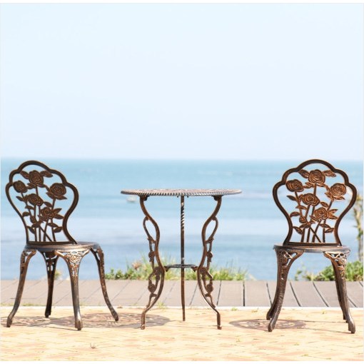 장미 주물 2인용 야외용 테이블 의자 세트 테라스 정원 카페 216,000원