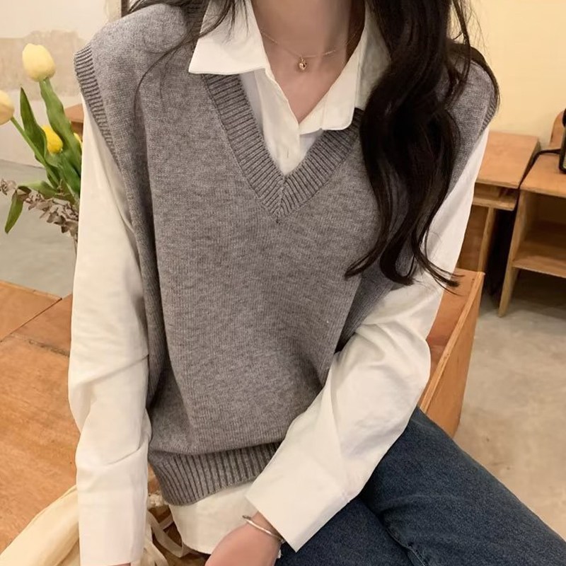 마이보조개 포근한 여성 브이넥 니트 조끼 14,800원