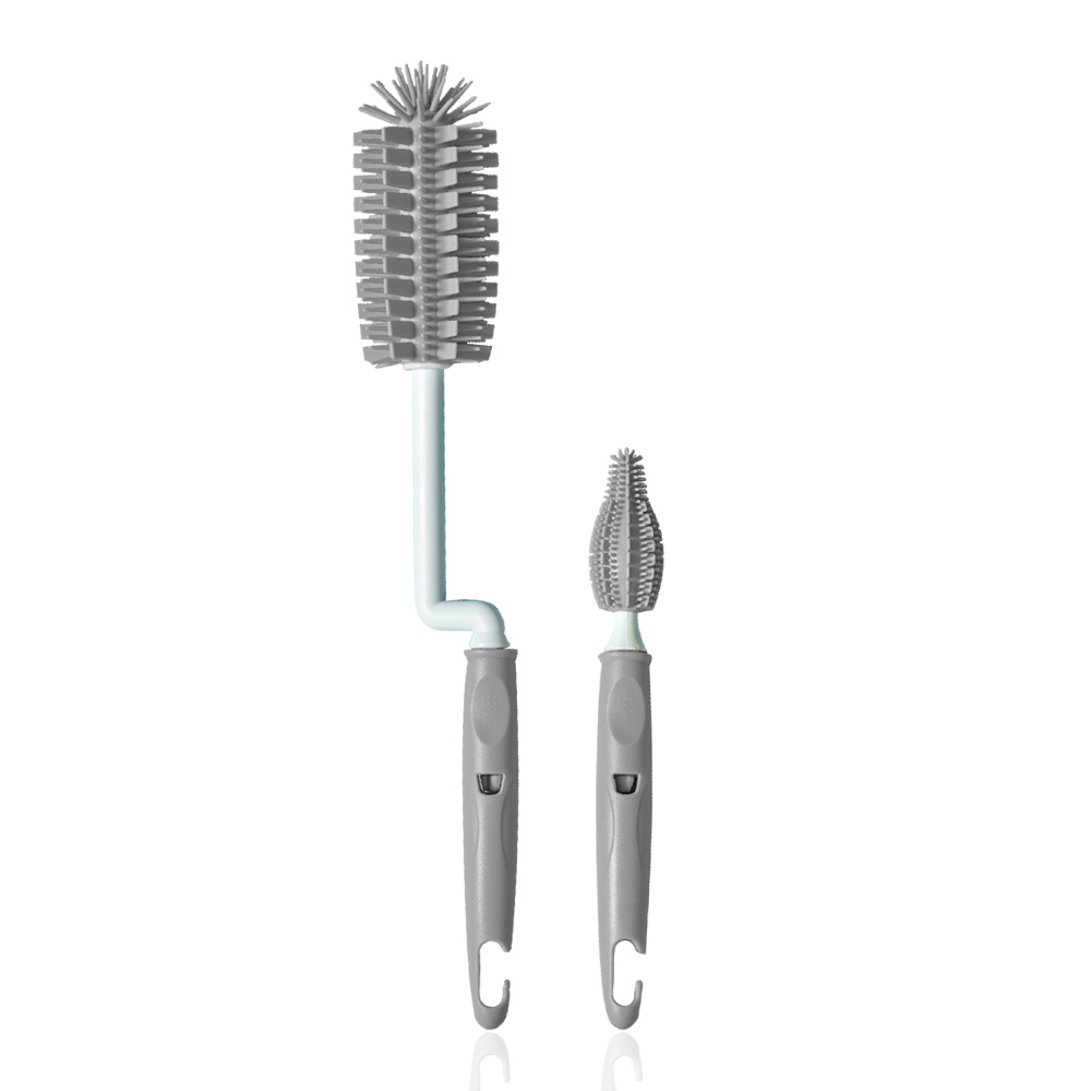 리에또 와이드 실리콘 젖병솔 젖꼭지솔 2종세트 세척솔, 03_와이드 실리콘 회전형 세트 모던그레이, 1개 12,900원