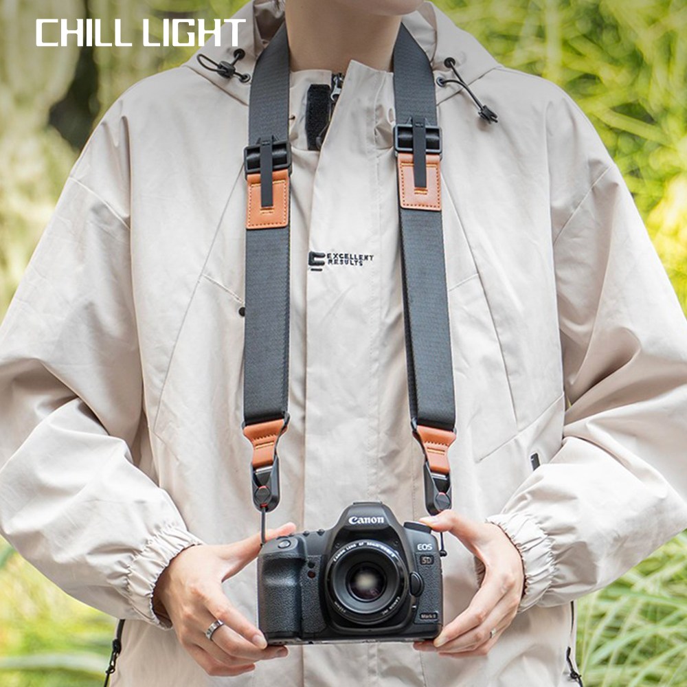 CHILL LIGHT 숄더 감압 스트랩 퀵 릴리즈 퀵 장착 플레이트 소니 캐논 후지 니콘 등 다양한 카메라 호환 크로스 스트랩 손목 밴드, 1개, 블랙 19,900원