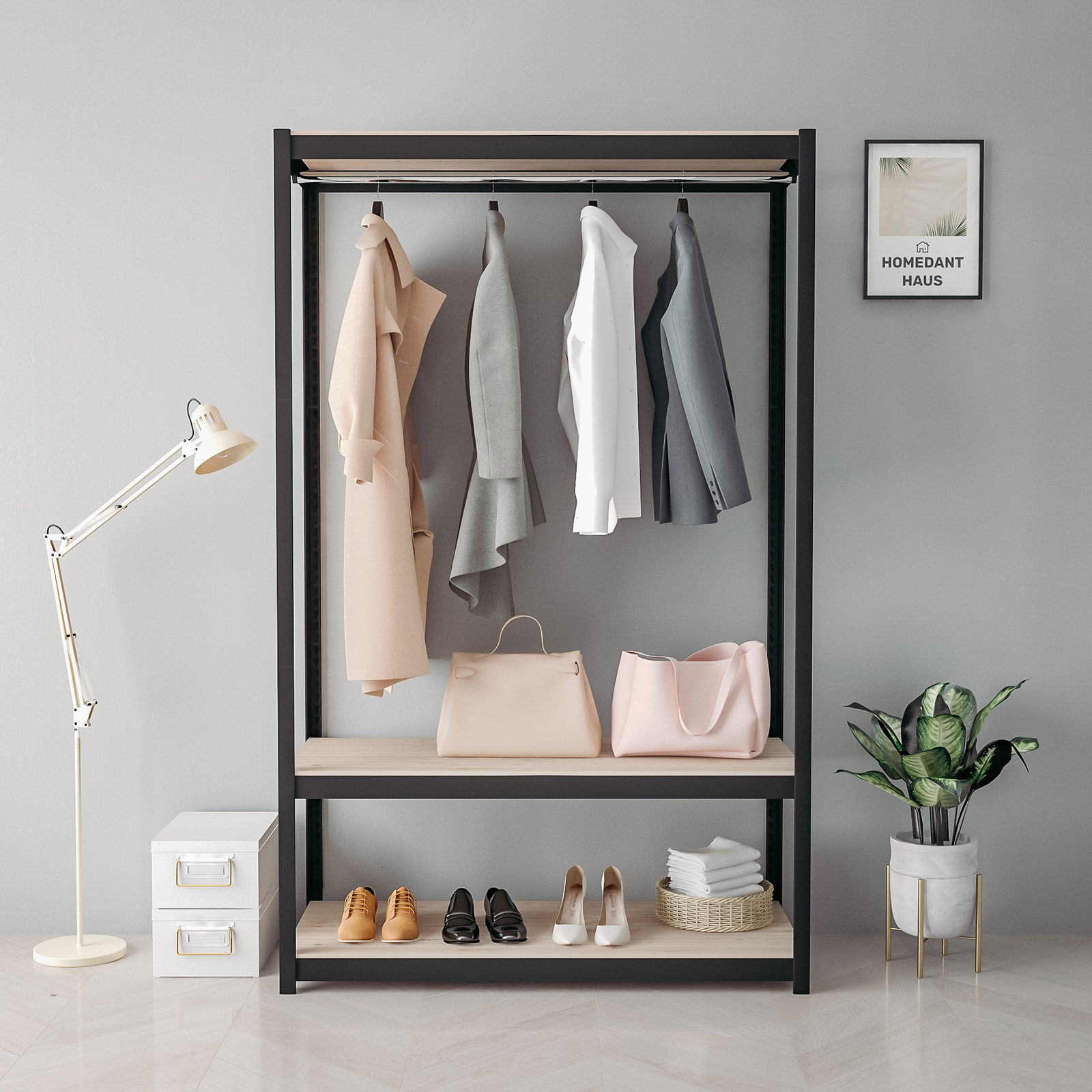 홈던트하우스 국내 제조 업그레이드형 무볼트 조립식 행거, 블랙 133,000원