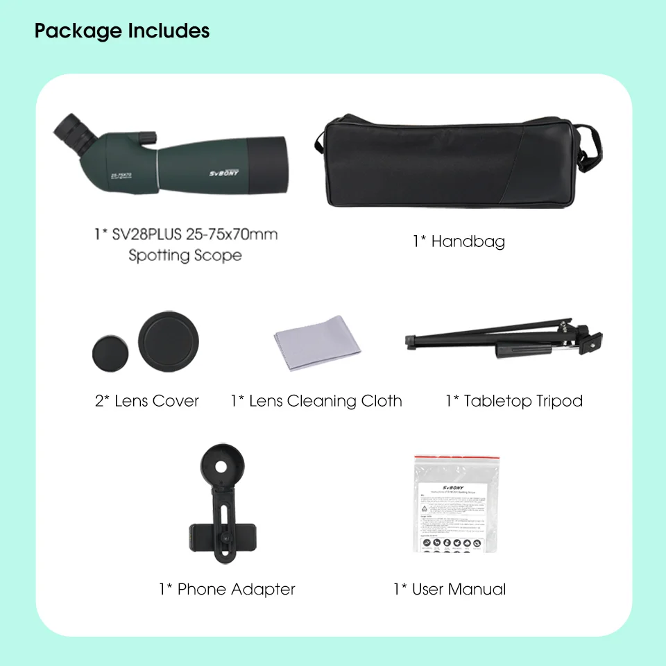 Svbony SV28plus 50/60/70 스포팅 스코프 줌 망원경 촬영 장비용 강력한 방수 장거리 PORRO 프리즘 88,600원