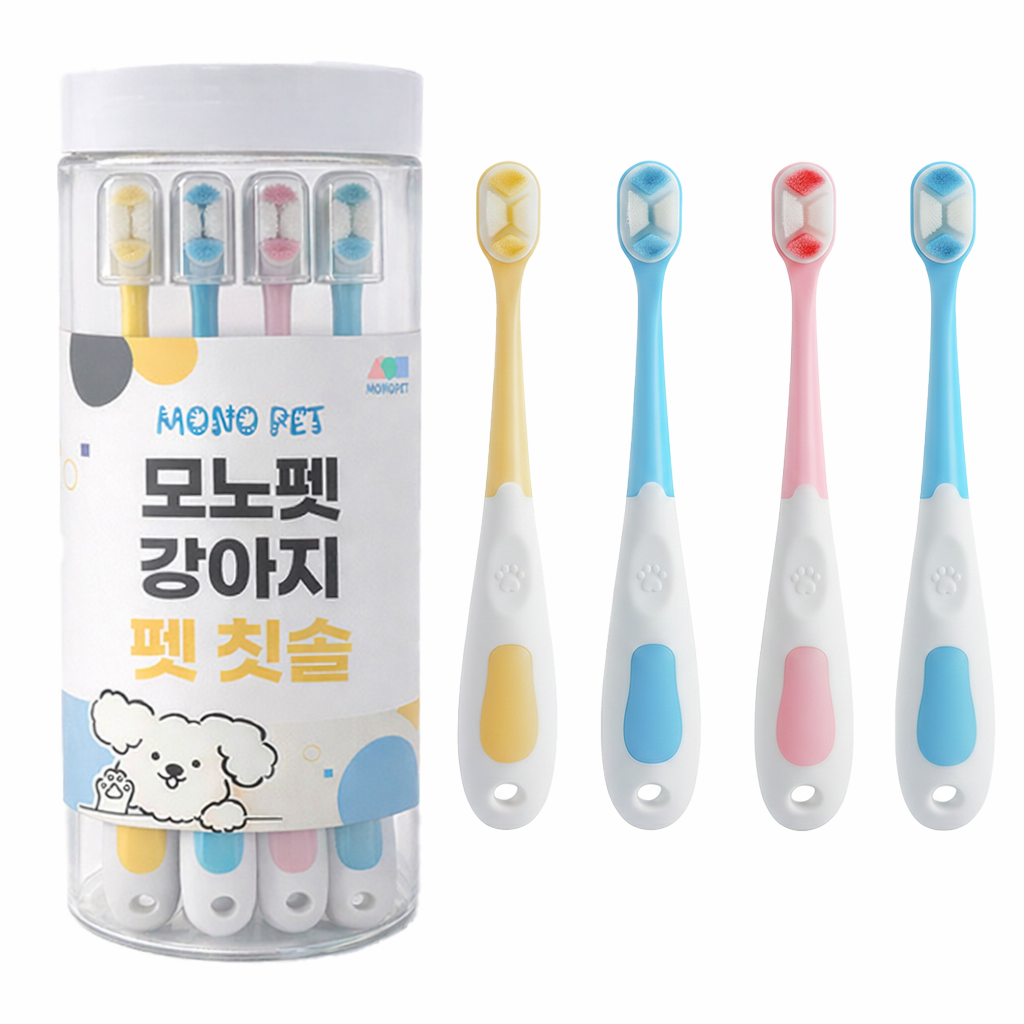모노펫 초미세모 강아지 칫솔 4종, 4개, 혼합색상 9,400원