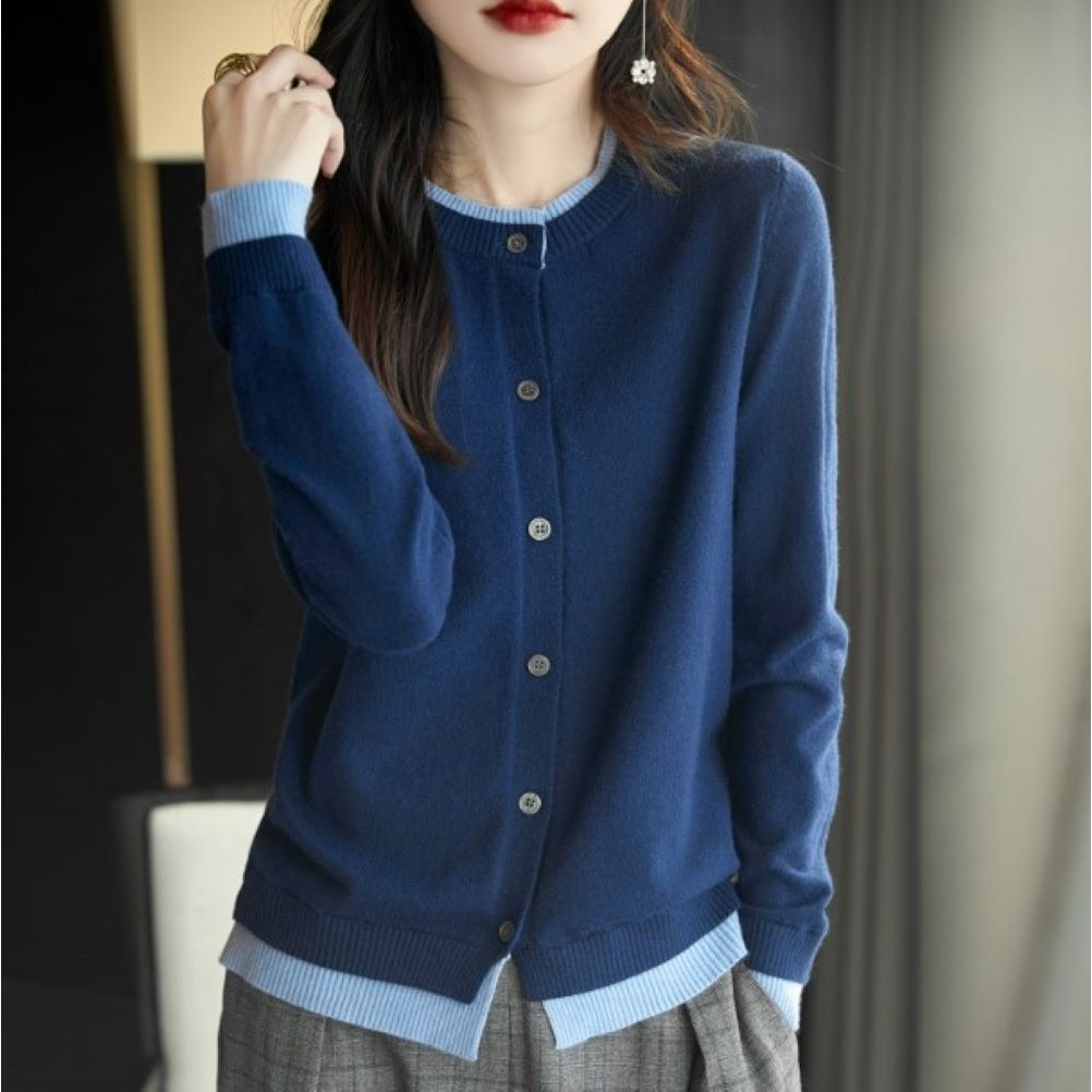 [오빵] 여성용 부드러운 봄 가디건 데일리 배색 니트 봄카디건 26,900원