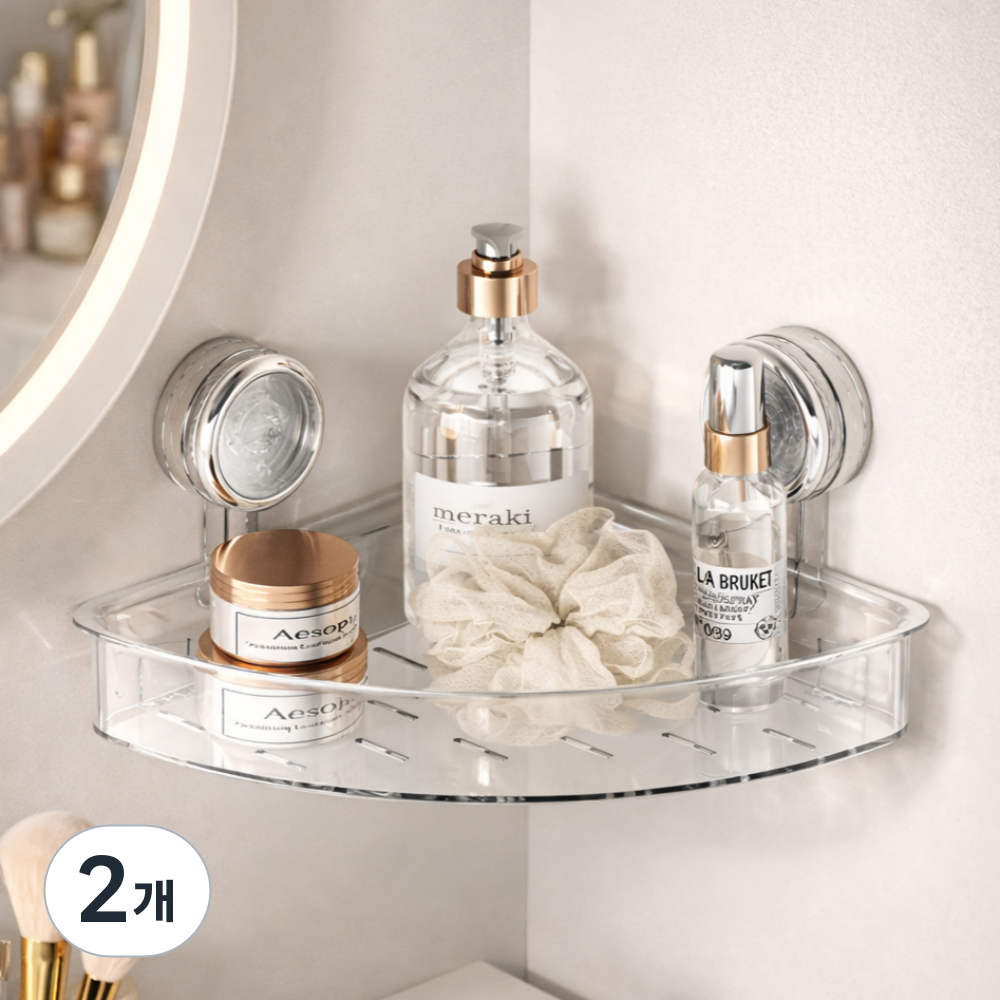 탈부착가능 허니앤코 강력흡착식 무타공 코너형 욕실선반 23,900원