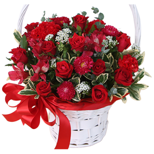 당일배송 다덴다플라워 생화 장미 꽃바구니 전국 무료 배송, 06. 러블리레드바구니 59,000원