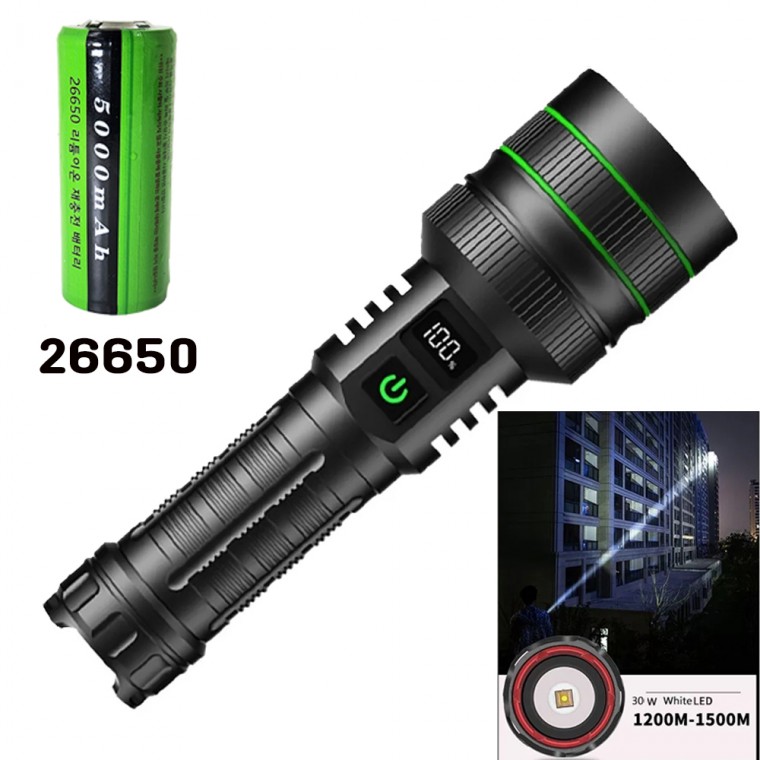 WhiteLaser 강력한밝기 LED 충전식 줌 서치 라이트 손전등 후레쉬 X1 26650충전지 42,600원