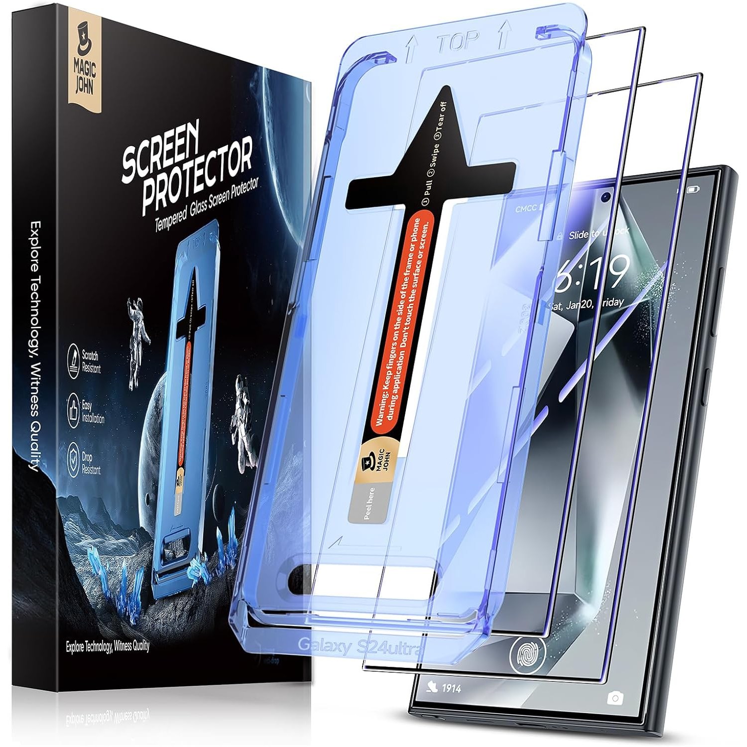 MAGIC JOHN 매직존 갤럭시 고투명 휴대폰 액정보호필름 강화유리 고화질 풀커버+부착키트 2매입, 1세트 23,980원