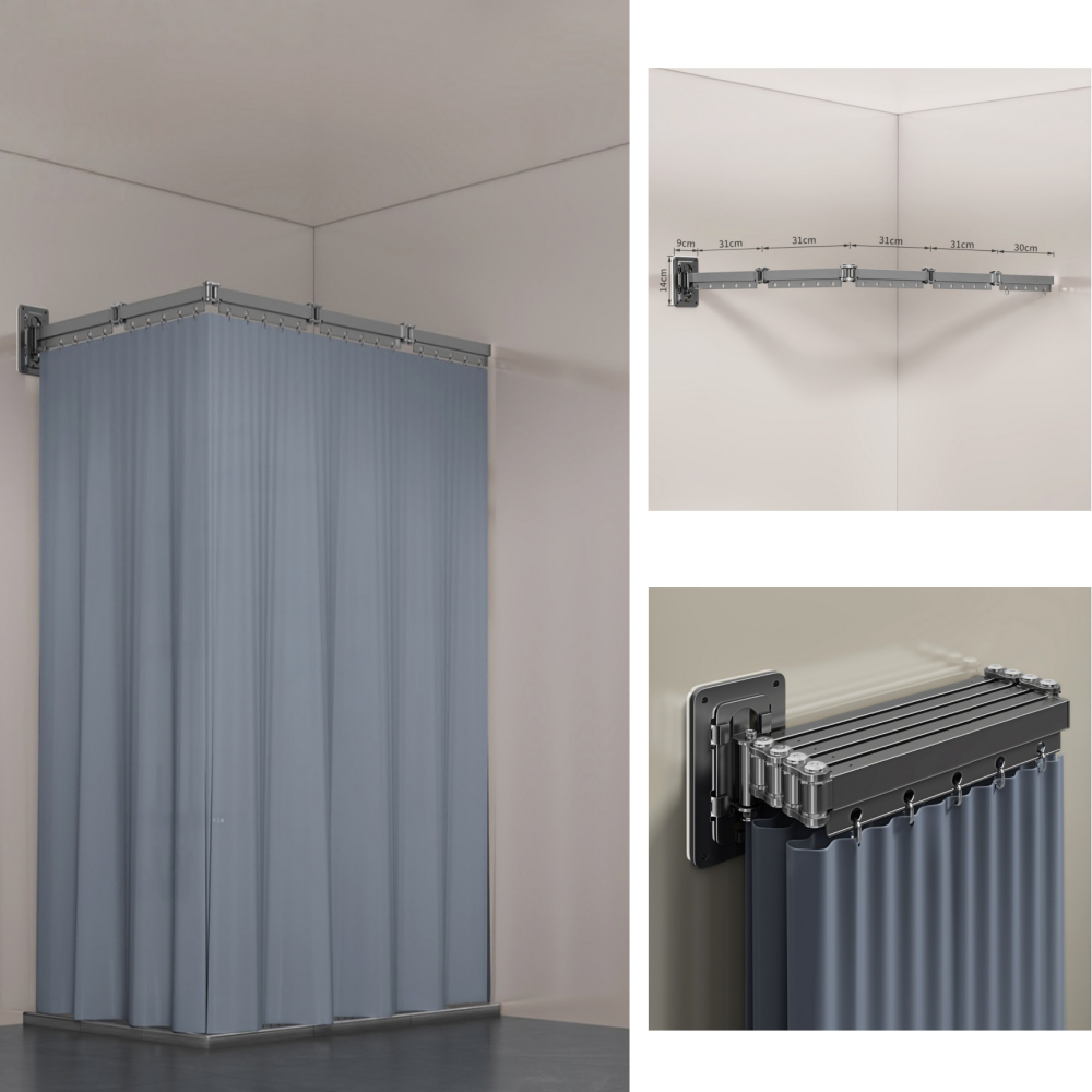 360도 회전 접이식 샤워커튼봉세트  방수 욕실 62,880원