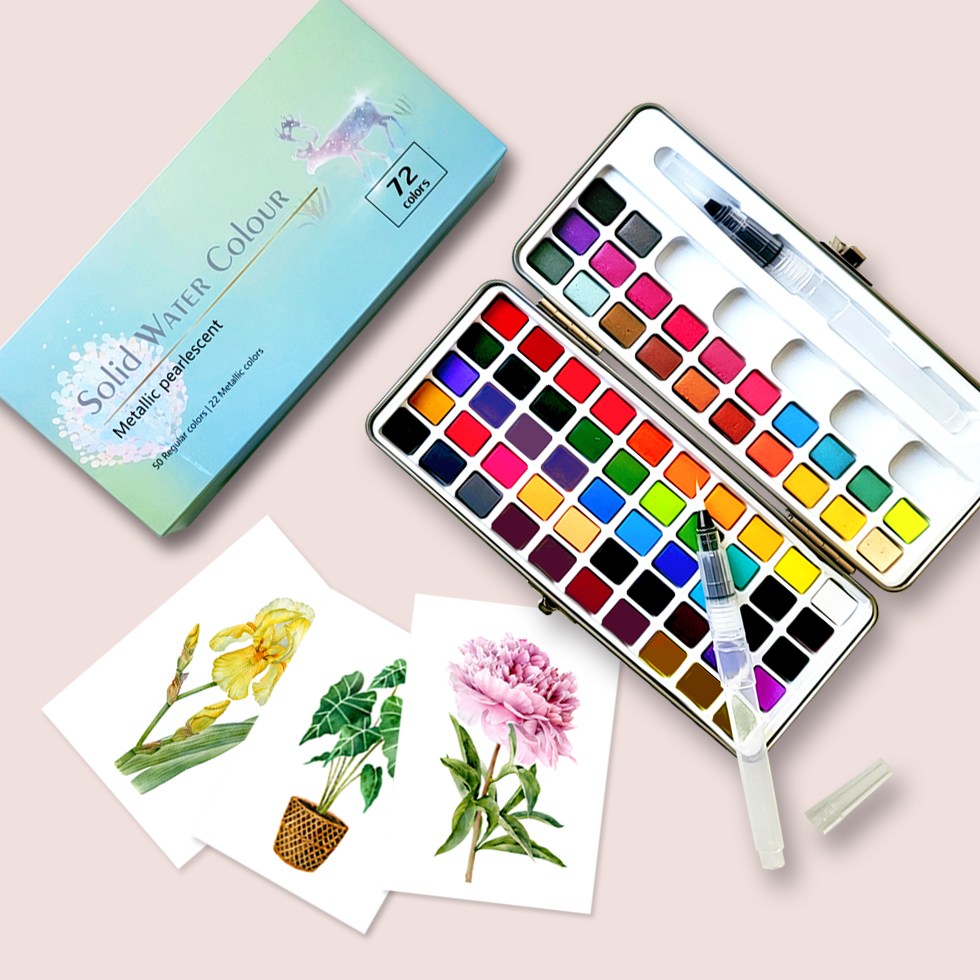 그림이좋은사람들 고체 수채화 그림물감셋트 72색, 펄색상22색+붓+틴케이스 화방용품 28,500원