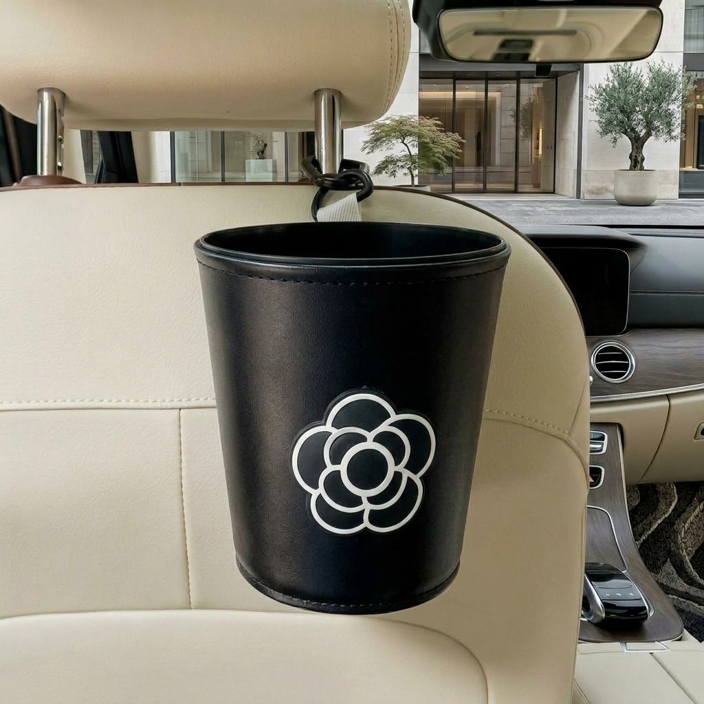 상덕 차량용 쓰레기통 걸이형 자동차 수납함 방수 차내 정리함, 1개, 블랙 카멜리아 24,700원