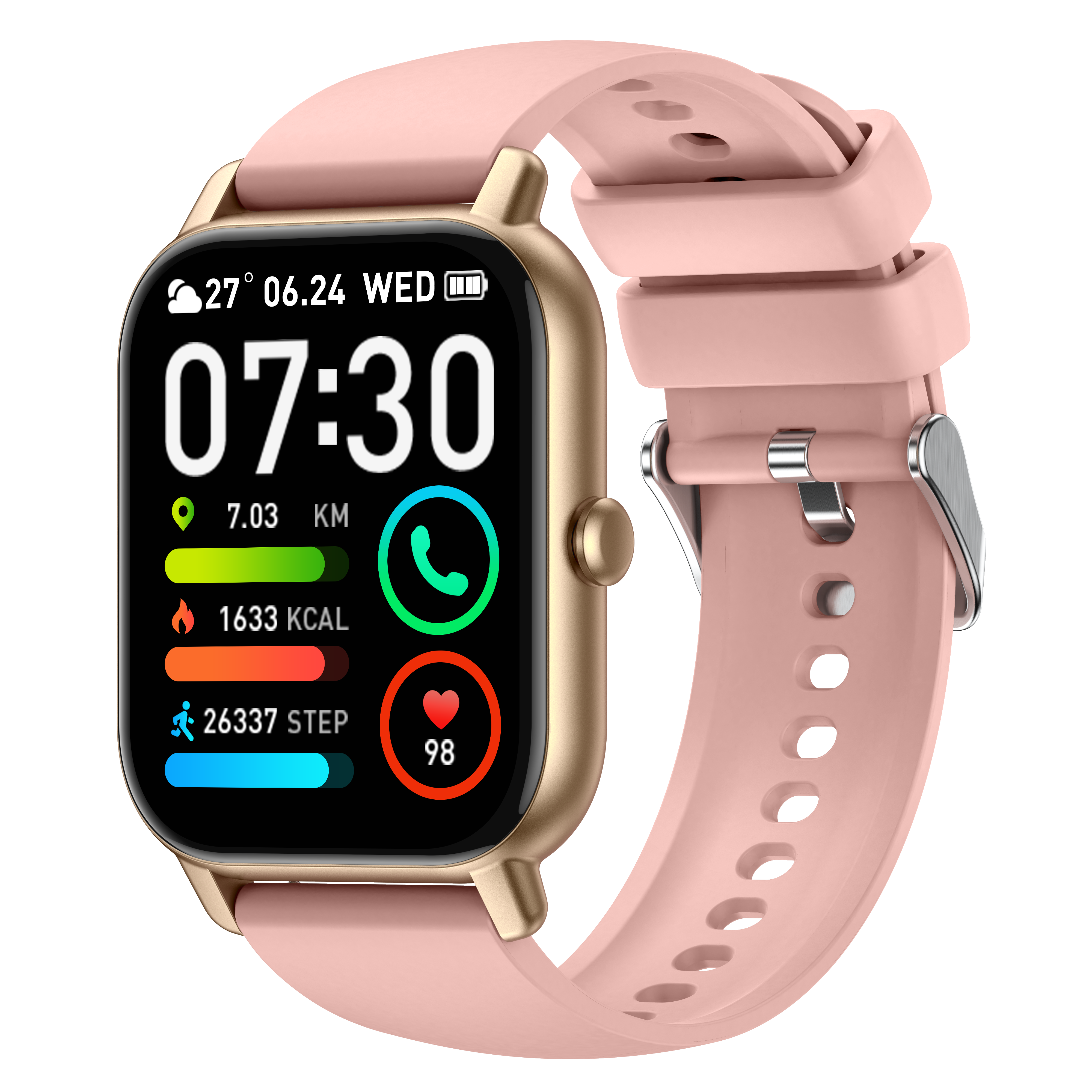 Donerton P66 통화가능 스마트워치 46.99mm 한글판 운동시계, 블루투스, 4.699cm, 핑크색 29,800원