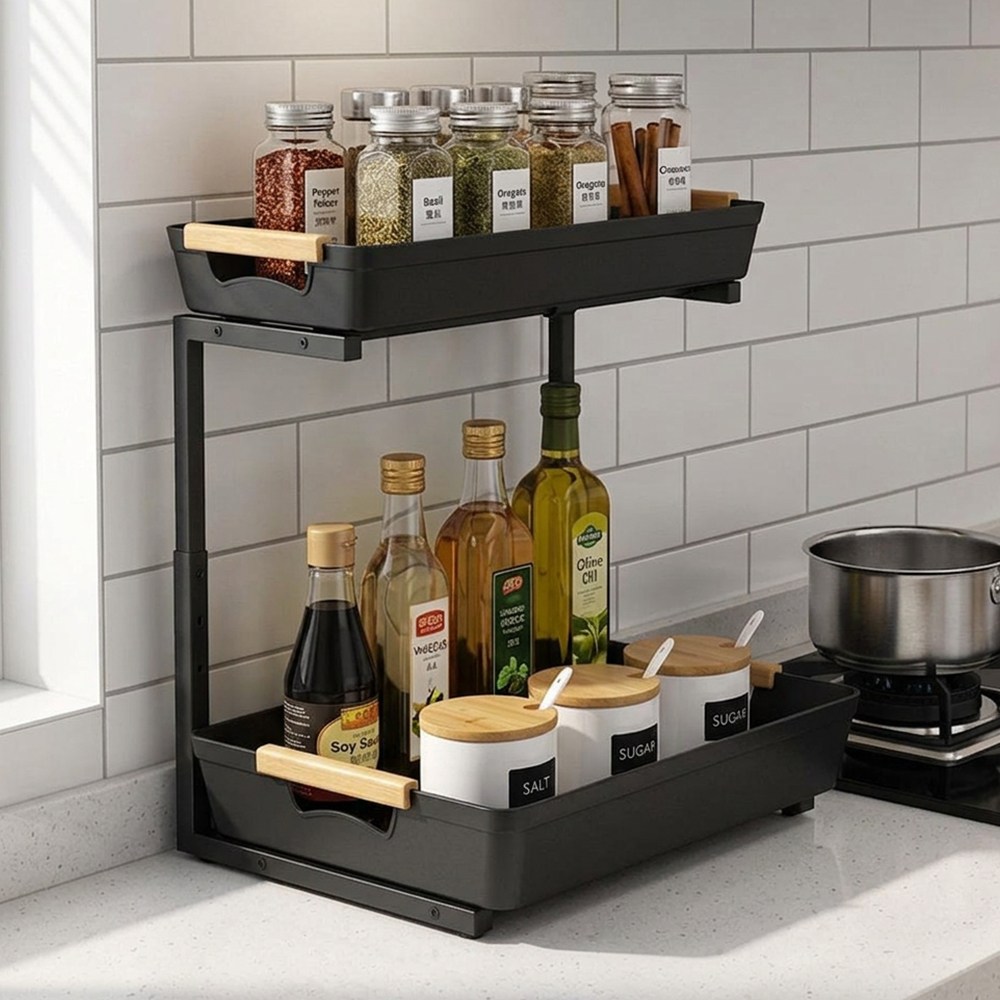 하루꿈 틈새선반 높이조절 수납선반 슬림 다용도 2단 슬라이딩 주방 선반 싱크대 하부장 선반 18,900원
