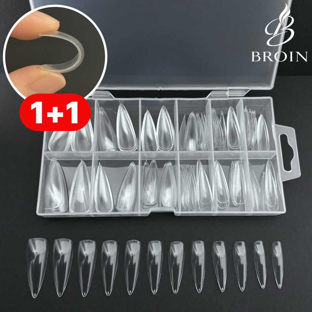 [1+1] 브로인 프리미엄 소프트핏 네일팁 3종 240p 말랑 투명 풀팁, 현재가 13,500원