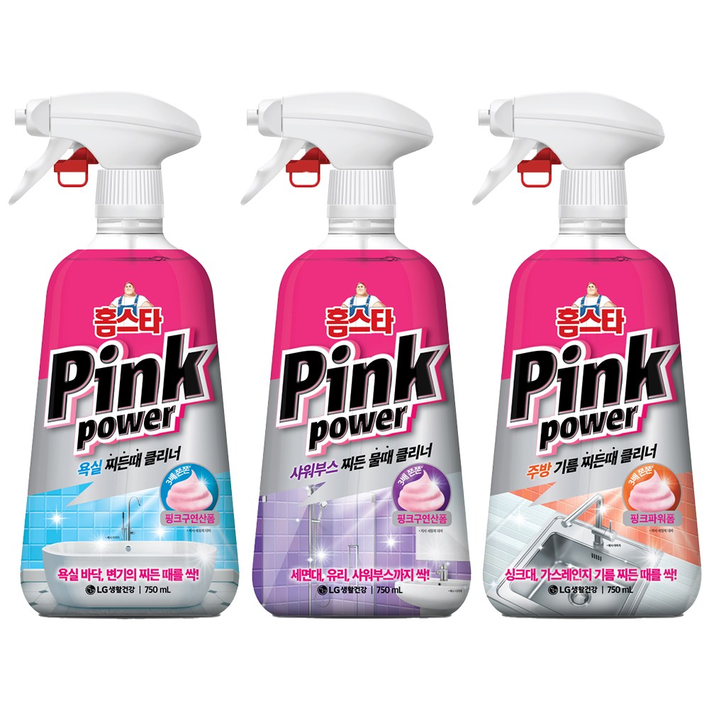 홈스타 핑크파워 욕실 클리너750mL + 샤워부스 클리너  750mL + 주방 클리너 750mL 19,350원