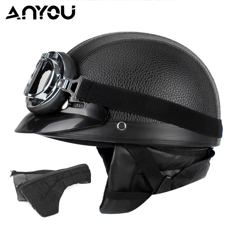 ANYOU   빈티지 고글 모자 안전모 전기자전거 모자 오토바이 헬멧 전동 킥보드 헬멧 22,800원