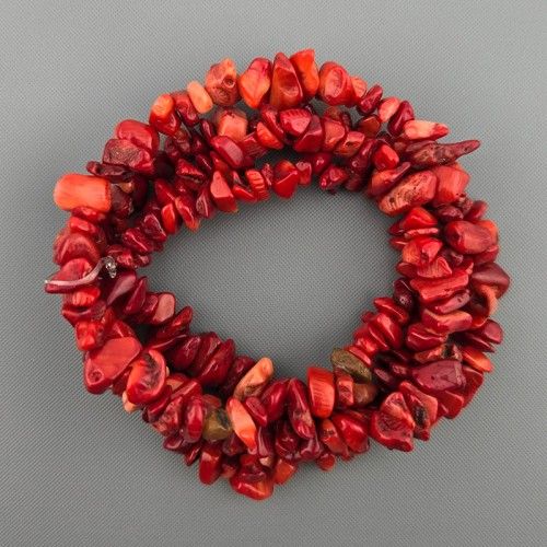 비즈톡 [J1-41-22]원석 칩스 대 천연석 산호착색 레드 ,1줄(약80cm) 6,600원