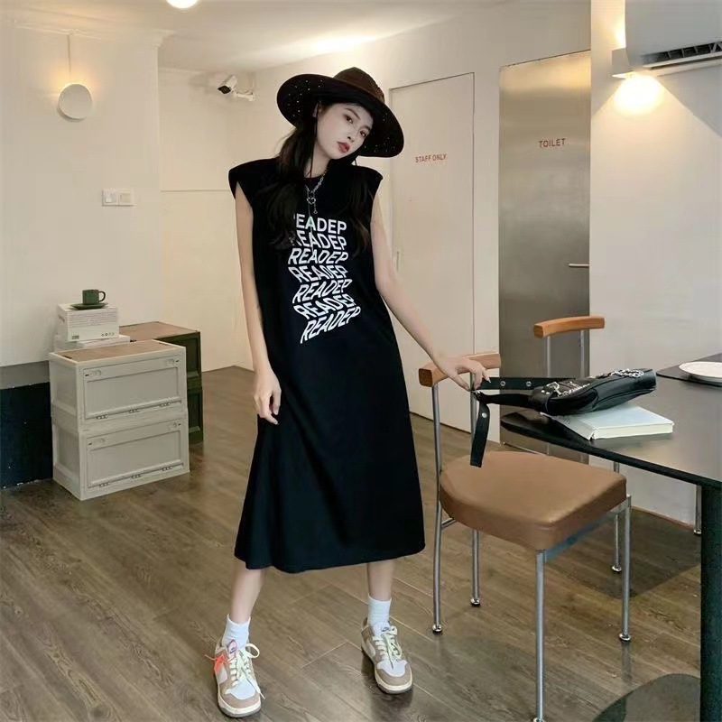 MINA STYLE 루즈핏 민소매 여성롱티 원피스 여름 롱티셔츠 홈웨어 18,900원