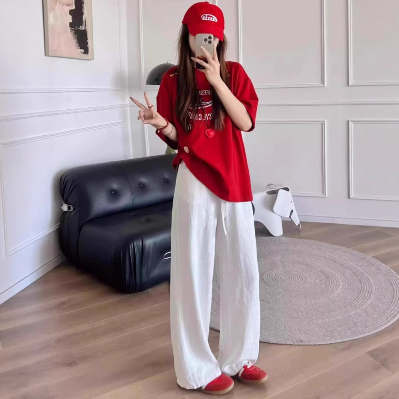 SAHINER 여성 린넨 와이드 팬츠 루즈핏 자연스러운 봄여름 바지 21,900원