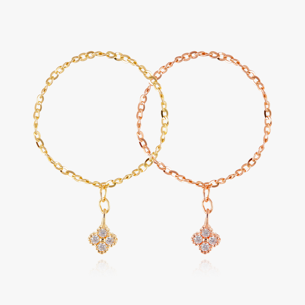 엘렌쥬얼리 14K 벨라 큐빅 T함마링 체인 금 애끼 반지 75,000원