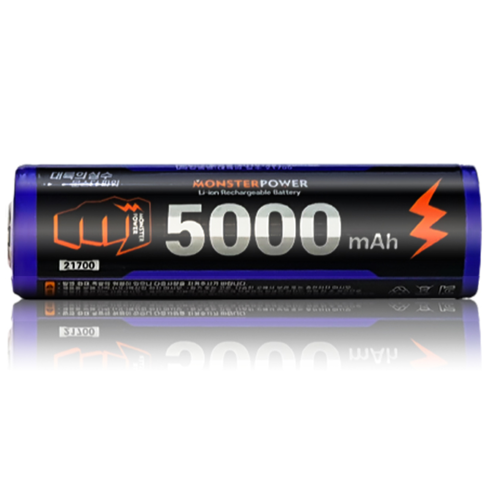 몬스터파워 21700 5000mAh 충전식 리튬이온 배터리 3.7V 보호회로 고방전 건전지, 1개, 1개입 10,500원