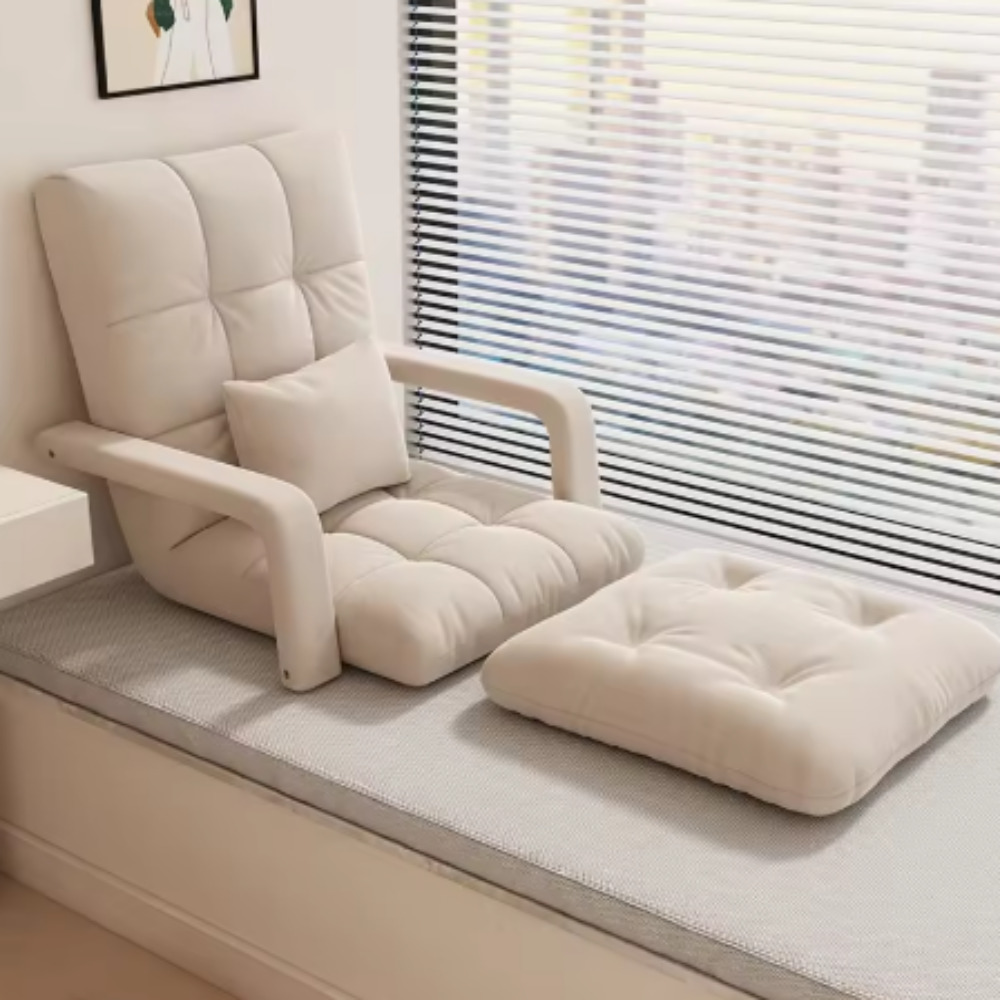 퀵픽스 팔걸이 좌식의자 1인용 쇼파 6단 각도조절 게으른 소파 침실 접이식 소파 침대  화이트색상 39,900원