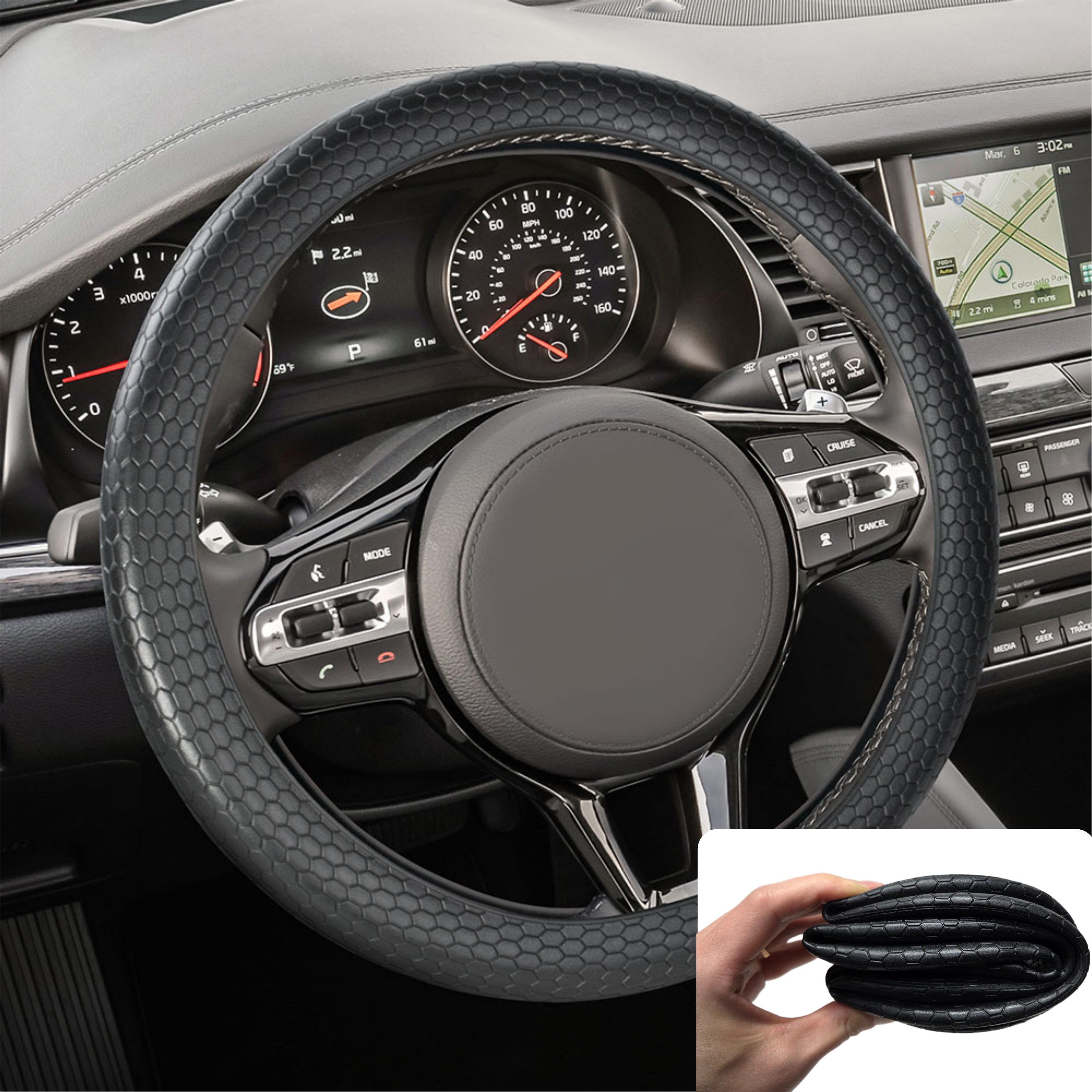 평화자동차 얇은 실리콘 핸들커버, 블랙 8,900원