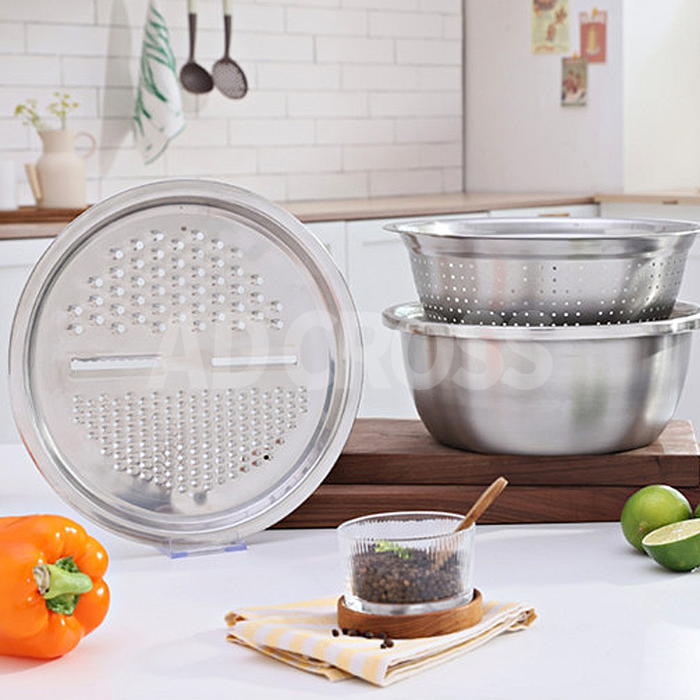 [애드크로스 홈쇼핑]주방명가 킹스텐 주방세트 스테인레스 채반 볼 채칼 강판 용기 올스텐, 멀티스텐용기 + 채칼강판 + 대형스텐채반 + 대형스텐볼, 2세트 74,600원