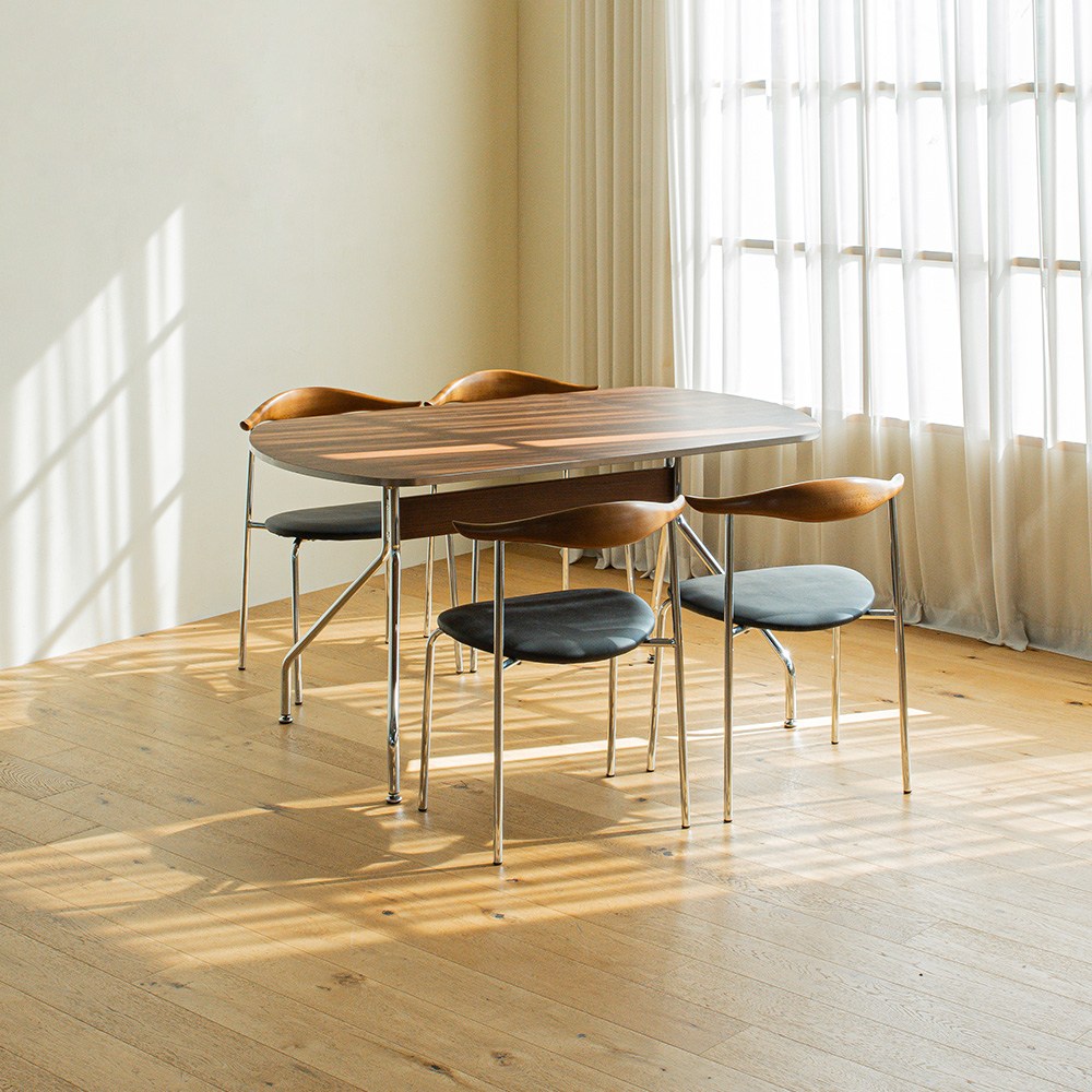 아르네 미드센츄리 모던 철제 타원 4인 식탁세트 1400 (의자4) 394,000원