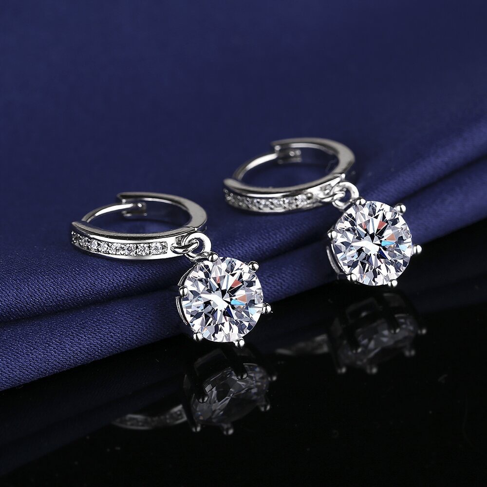 Ramlove 18K 도금 Moisanite 1캐럿 블링 원터치 귀걸이 GRA인증 명절선물 14K 화이트 골드 XSD026 78,000원