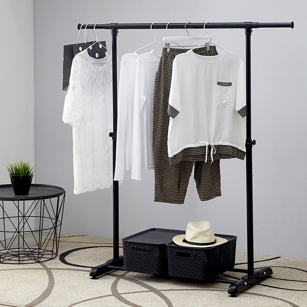 [국내생산] 업그레이드 스탠드형 옷걸이 철제 행거 모음 5종류 - 1단형, 2단형, 스탠드 행거 1단 - 모던 블랙 26,700원