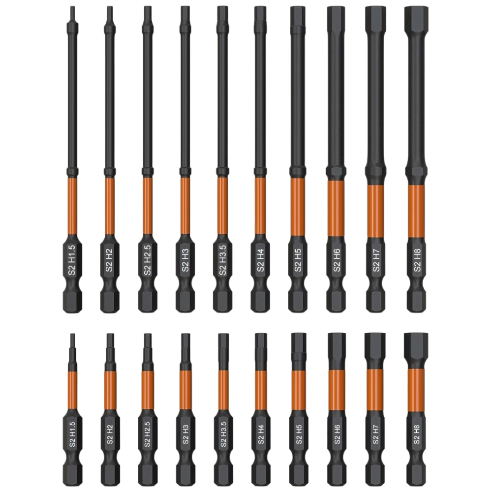 임팩트 헥스 헤드 앨런 렌치 드릴 비트 세트, 50-100mm H1.5-H8 헥스 생크 S2 스틸 헥스 스크루드라이버 비트 메트릭 마그네틱 13,000원