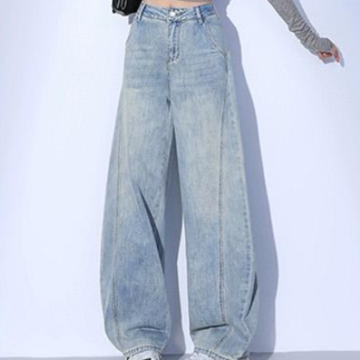 TIMEPURE 여성 커브드 데님 팬츠 체형 커버 와이드 핏 청바지 32,000원