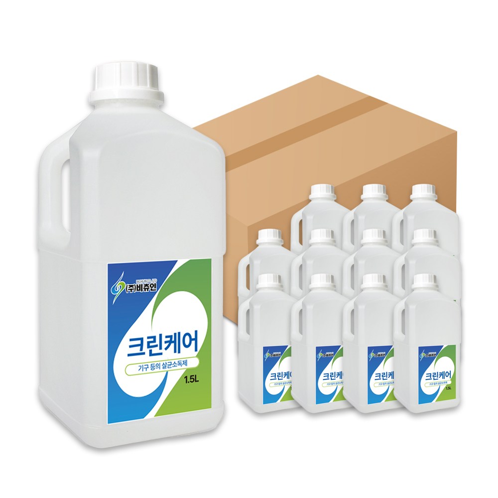 비츄인 크린케어 (구.순수케어) 1.5L 리필액 알콜 58.8 주방 기구 뿌리는 살균소독제, 12개, 1.5L 96,000원