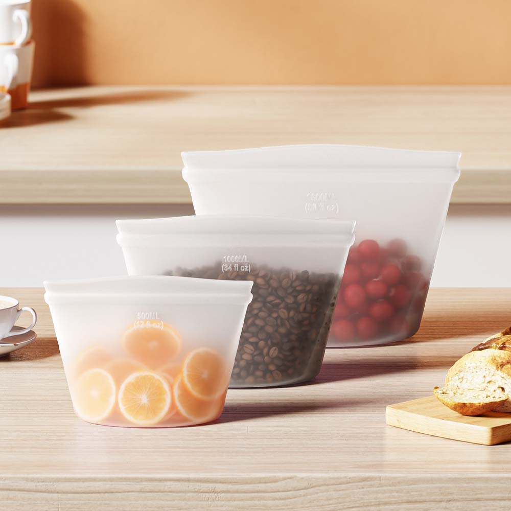 OYEAH 밀폐 실리콘 지퍼백 3종 세트 프리미엄 실리콘 지퍼백, 1세트, 흰색 12,500원