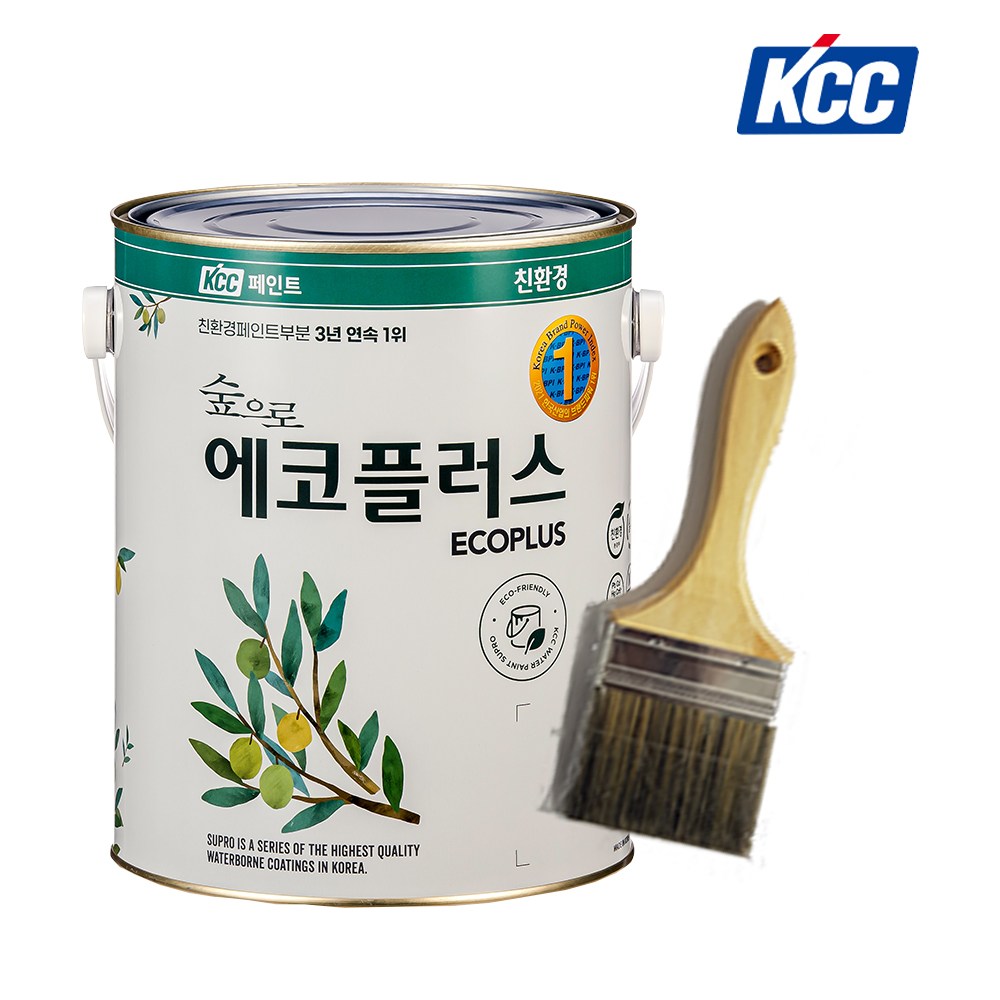 친환경페인트 수성 무광 실내용 내부 벽지 벽면 KCC 숲으로에코플러스K 3.78L 18,700원