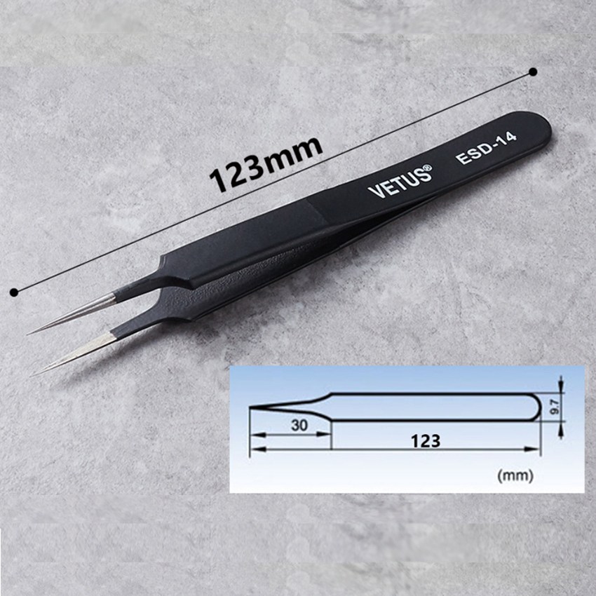 루앤블리 VETUS 비투스 ESD 블랙 핀셋 정전기 방지 정밀 핀셋 스테인레스 스틸 공구 액세서리 도구 SMD Black Tweezer 1,200원
