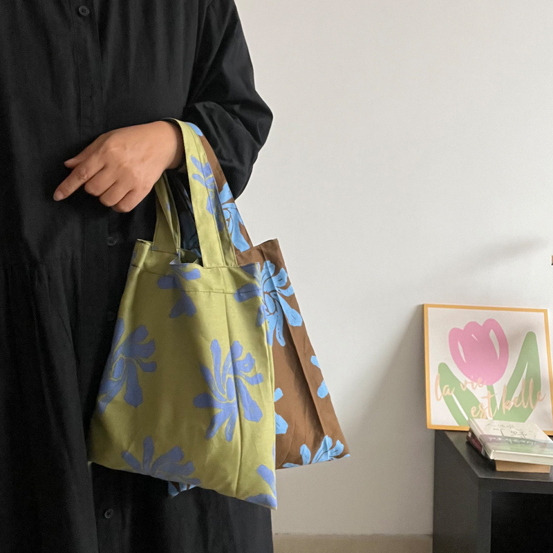 오키드 레이지 플로럴 미니 캔버스 토트 에코백 7,900원