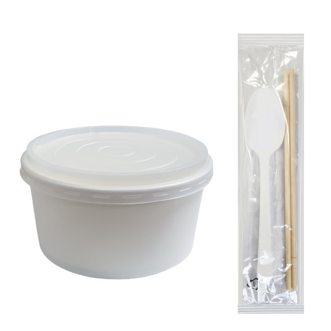 생활을그리다 무인쇄 종이용기 1.2L + 뚜껑 + 대나무 젓가락 + 스푼 세트, 1개, 300세트 139,900원