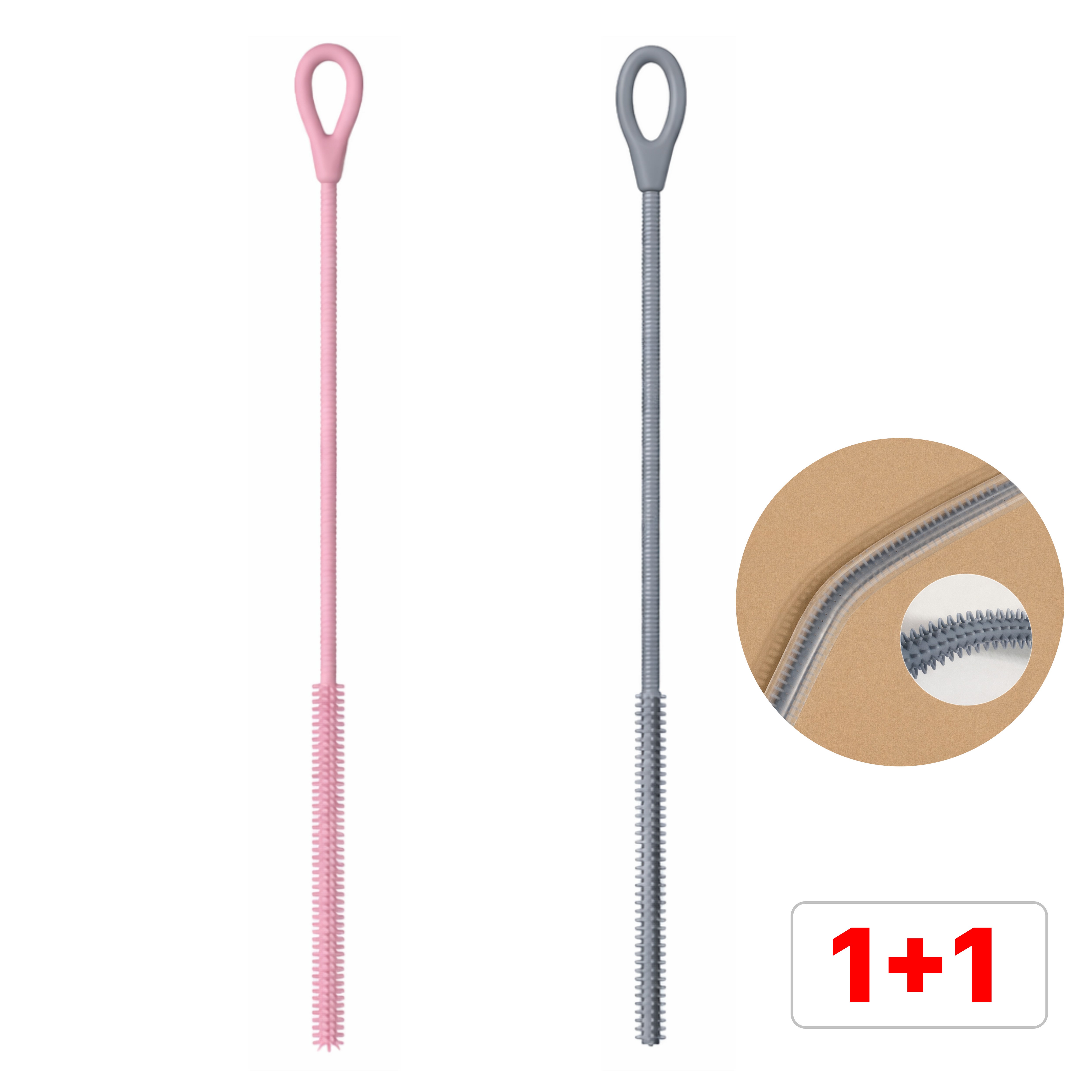 별오점 부드러운 실리콘 빨대 브러쉬 세척솔, 핑크,그레이, 2개 6,900원