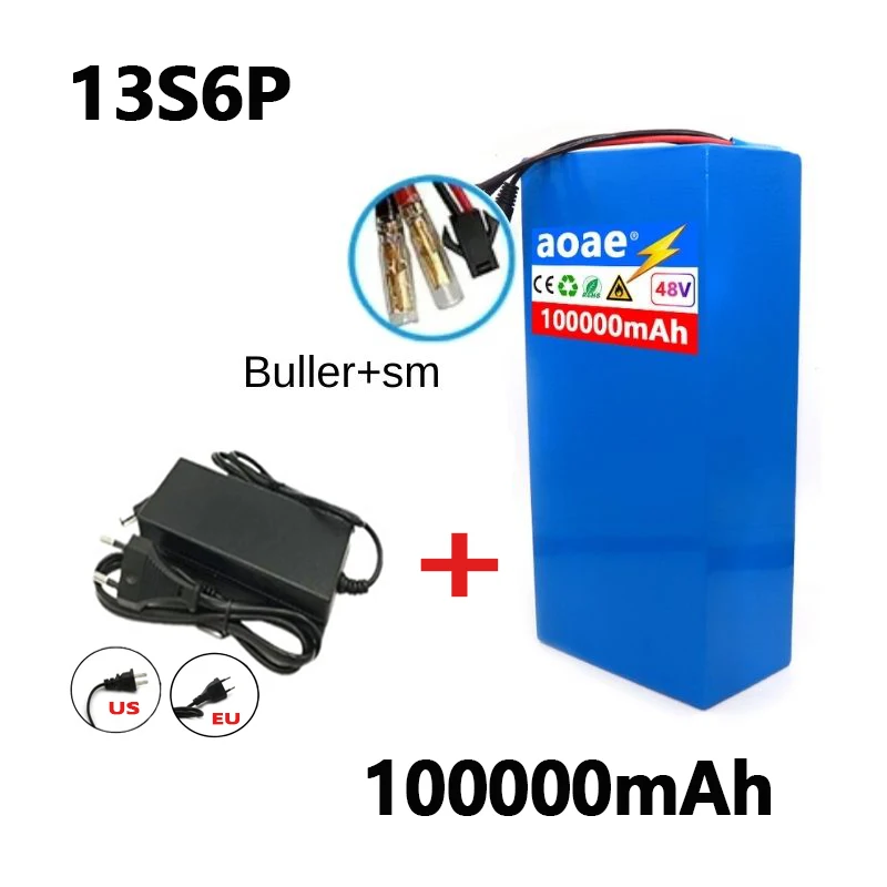 100% 18650원래 48V 100Ah 13s6p 리튬 배터리 팩 48v 100000mAh 2000W Citycoco 전동 스쿠터 배터리 50A BM 120,200원