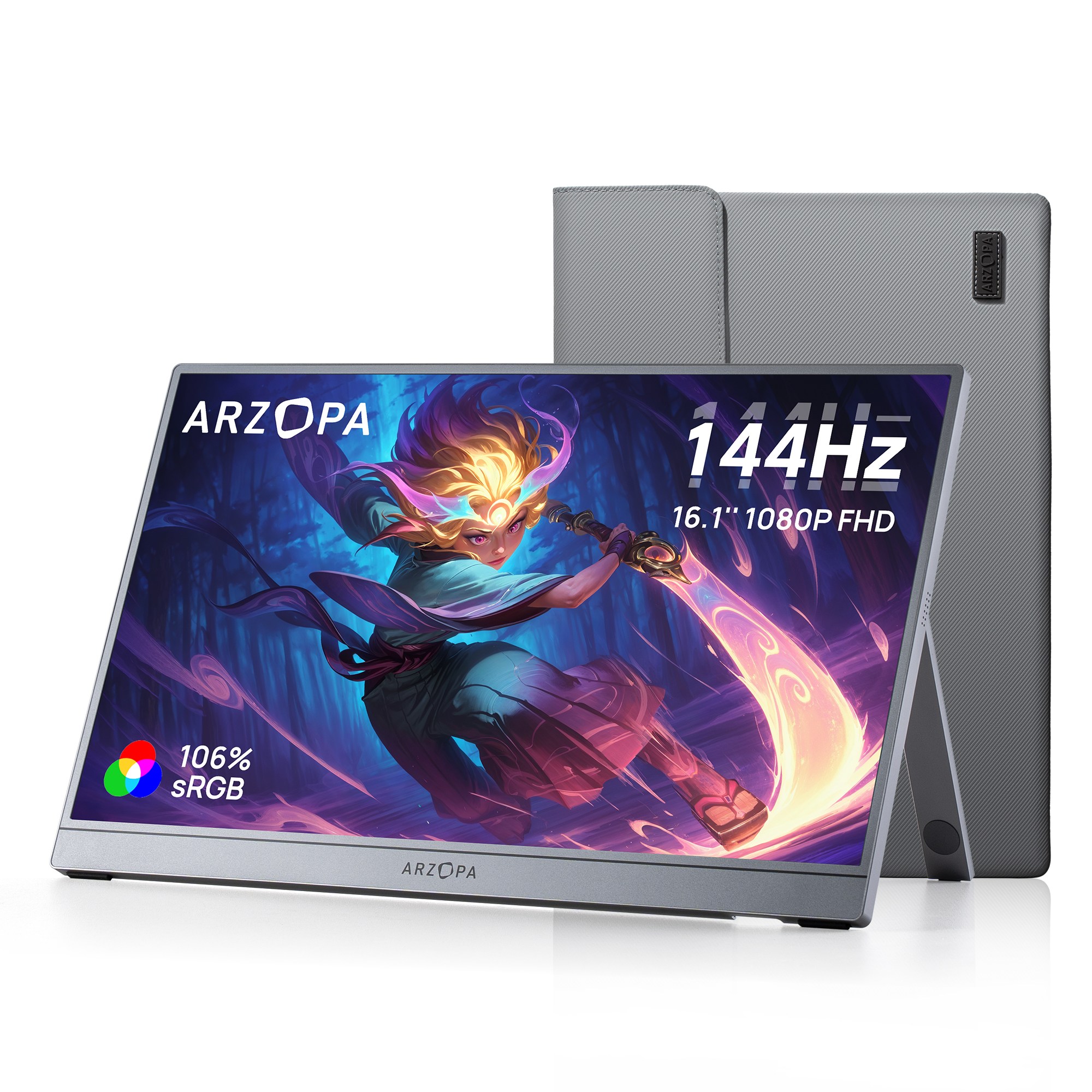 ARZOPA 아르조파 16.1인치 144Hz FHD 1080P 100%sRGB IPS 휴대용 게이밍 모니터 노트북 맥북 PS5 스위치용, Z1FC(HS), 40.92cm 162,600원