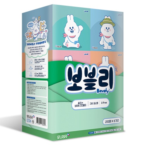 보블리 모나리자 천연펄프 미니티슈 2겹 6종 6,500원