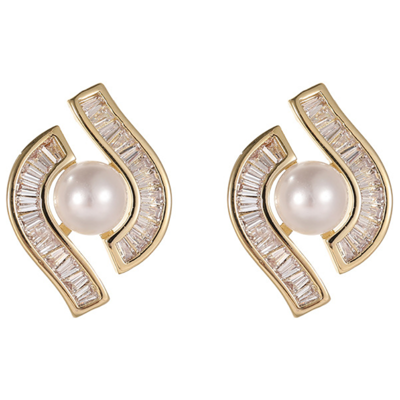 NXNA 925도금 14K 골드 세팅 호석 이어링 시크한 진주 이어링 CZW-ED032 54,600원