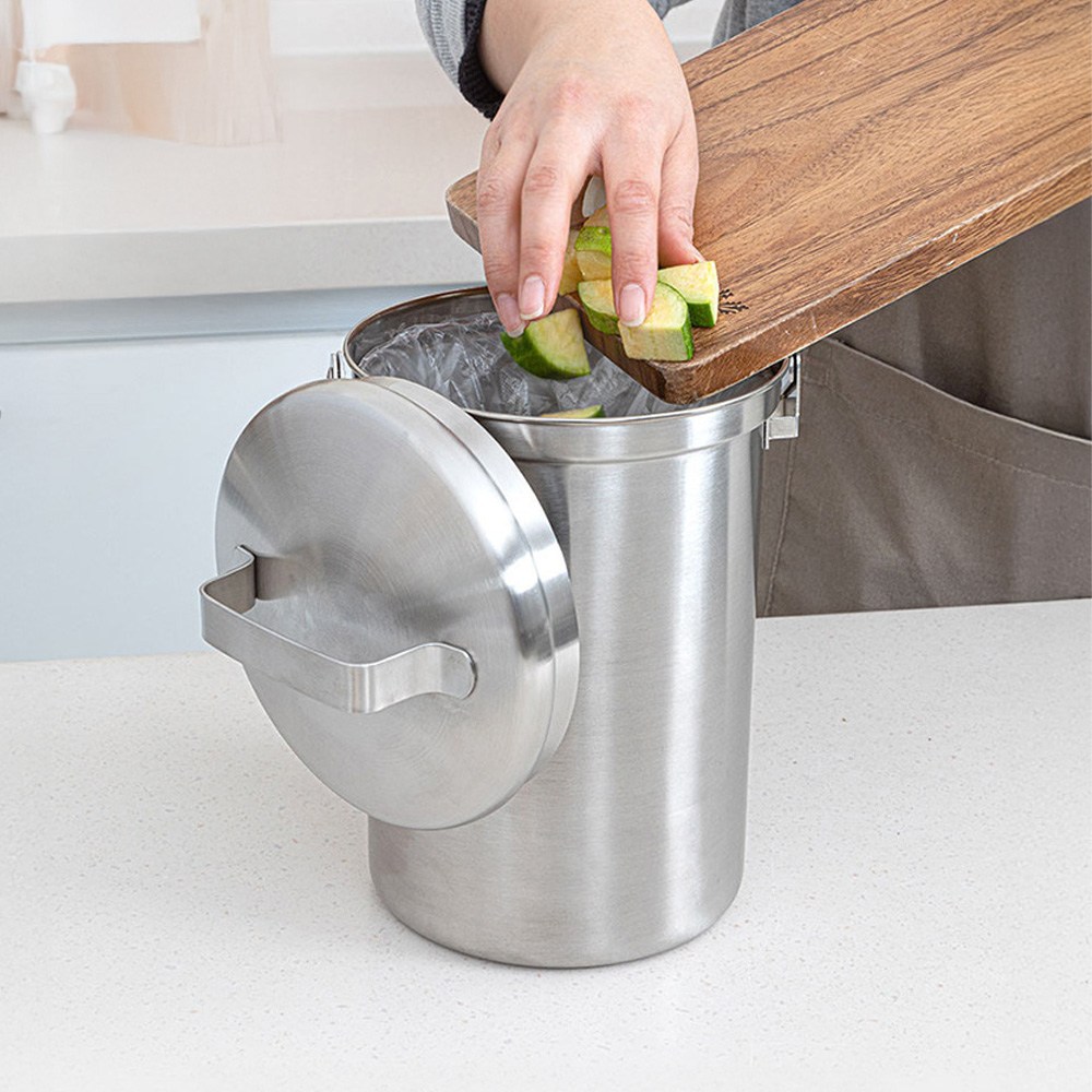 완벽차단 밀폐 스테인리스 음식물쓰레기통 3L, 실버, 1개 27,900원