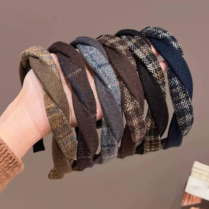 여성 데일리 체크 헤어밴드 2종 세트 심플 캐주얼 머리띠 15,900원