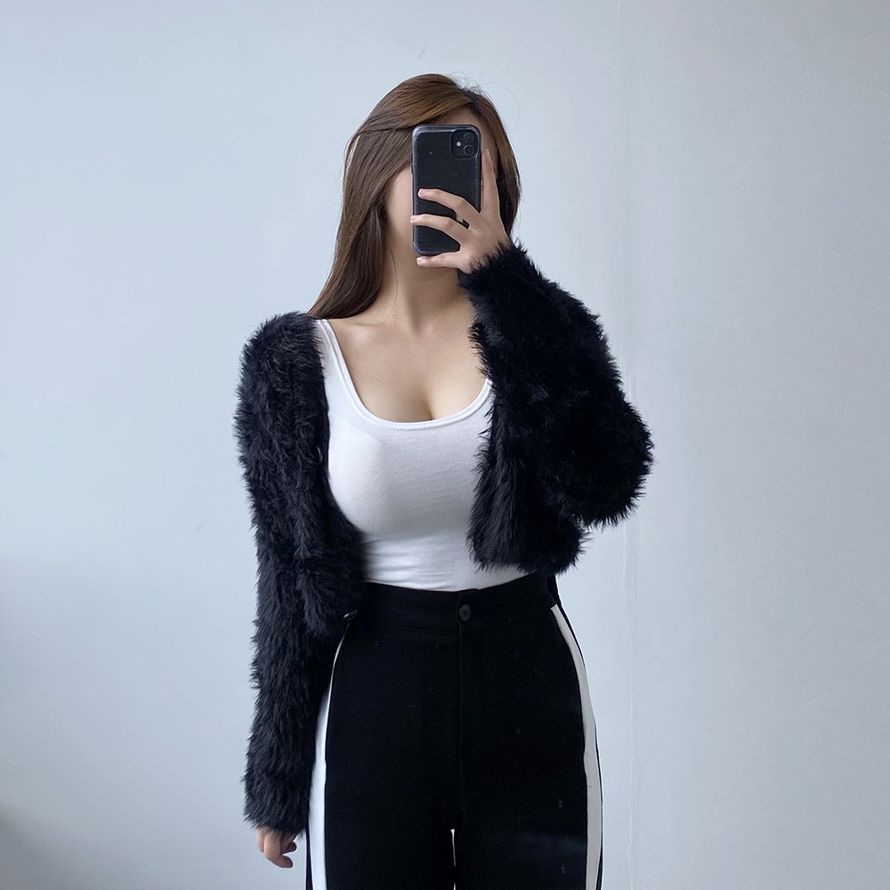 바나나2 크롭기장 따뜻한 여성 러블리 부클 퍼 가디건 4color 28,790원