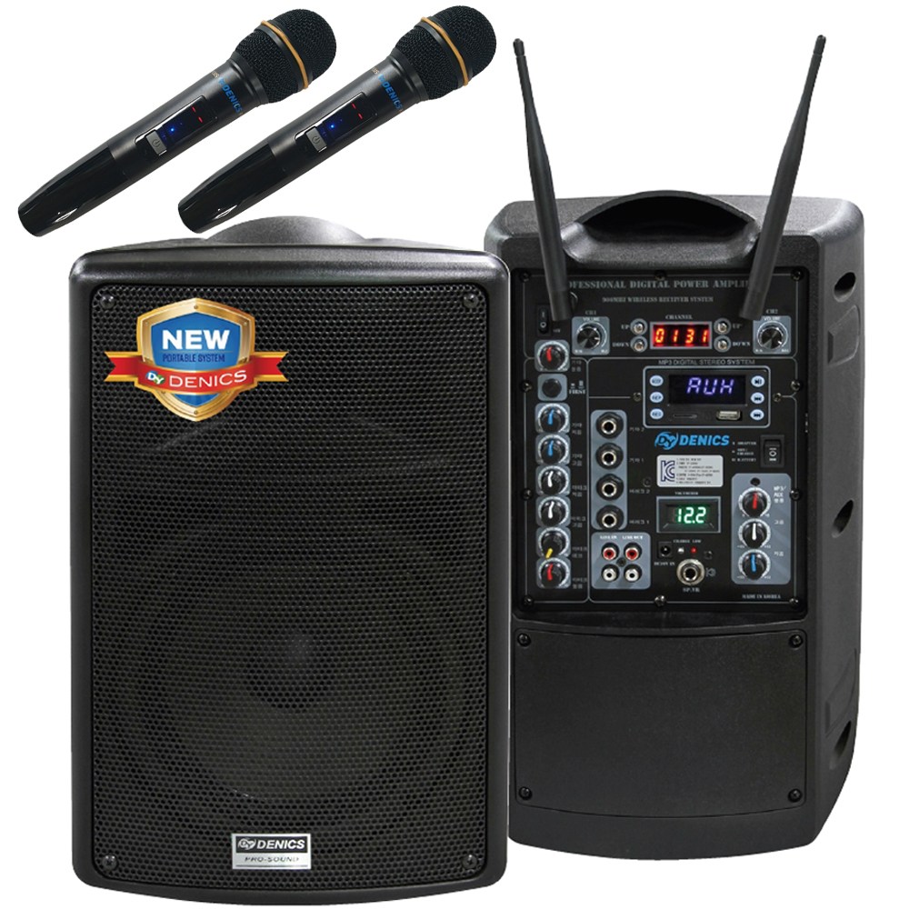데닉스 이동식 포터블 앰프스피커 DY-400W 국산 전문가용 버스킹 강연 색소폰 연주용 900메가 무선마이크 2개, DYSM 880,000원